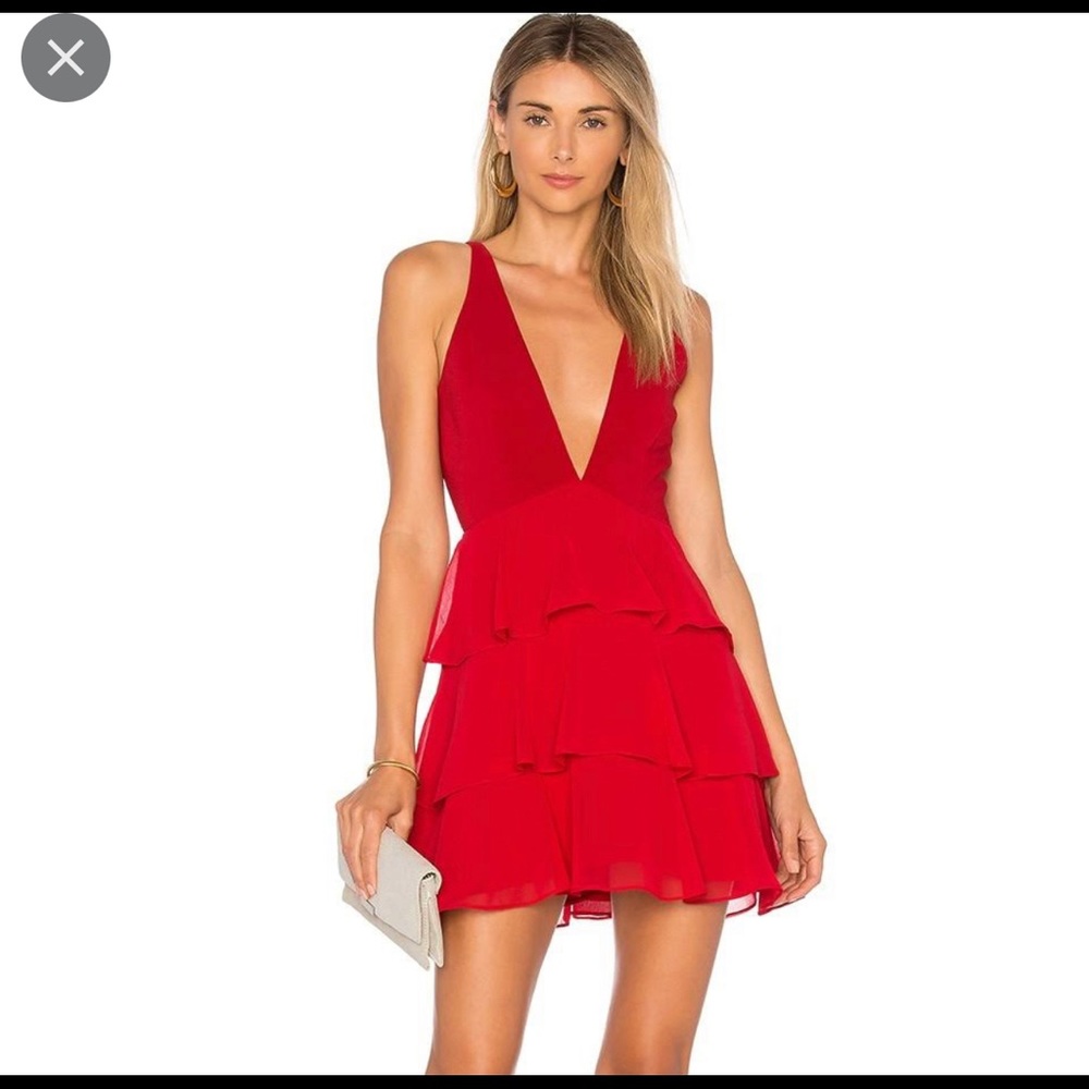 Privacy Please Size M Red Ruffle Dress